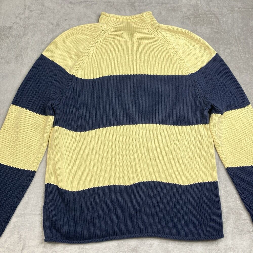 J Crew Sweater Mens M 1988 Rollneck Blue Stripped Cotton Rugby Preppy Coastal - Picture 12 of 15